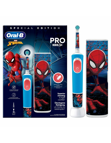 Oral-B Vitality Pro Kids Spiderman Niño Cepillo dental oscilante Azul, Rojo