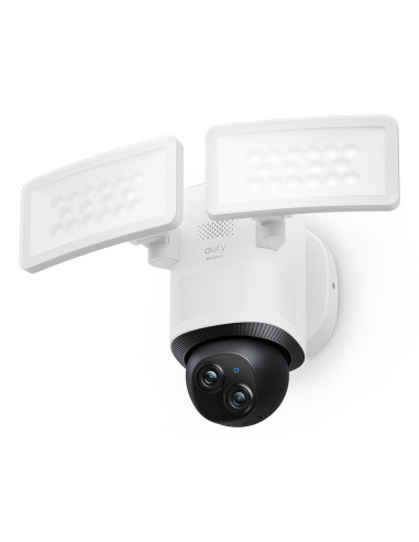 Eufy Security Floodlight Camera E340 con cable, giro de 360° e inclinación, grabación ininterrumpida, Wi-Fi de doble banda,