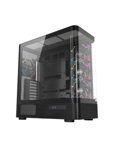 XYZ QUANTUM TORRE GAMING A-RGB , 4x VENTILADORES, PWM, BTF, CRISTAL CURVO, TIPO C , ATX, NEGRA