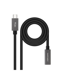 Nanocable Cable Prolongador USB-C 3.2 Gen2x2 20Gbps 3A, 4K 60Hz, USB-C M-USB-C H, Negro, 1 m