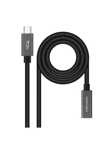 Nanocable Cable Prolongador USB-C 3.2 Gen2x2 20Gbps 3A, 4K 60Hz, USB-C M-USB-C H, Negro, 1.5 m