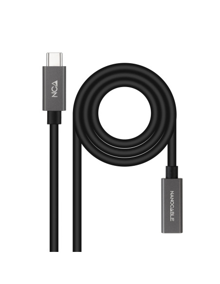Nanocable Cable Prolongador USB-C 3.2 Gen2x2 20Gbps 3A, 4K 60Hz, USB-C M-USB-C H, Negro, 1.5 m
