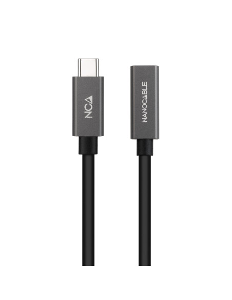 Nanocable Cable Prolongador USB-C 3.2 Gen2x2 20Gbps 3A, 4K 60Hz, USB-C M-USB-C H, Negro, 1.5 m