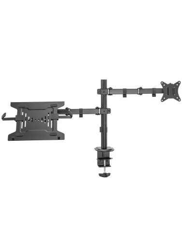 Ewent EW1519 soporte para ordenador portátil Soporte de mesa con estante para ordenador portátil y brazo para monitor Negro