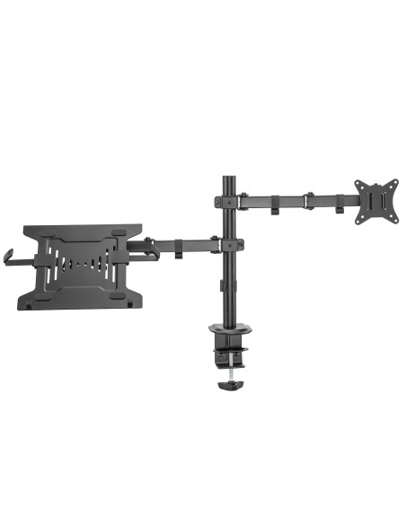 Ewent EW1519 soporte para ordenador portátil Soporte de mesa con estante para ordenador portátil y brazo para monitor Negro