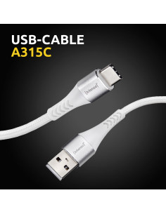 Intenso Cable de carga datos USB-C A315C, 1,5 m, carga rápida hasta 60 vatios, blanco 2