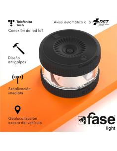 Fase Luz Emergencia coche Homologada DGT - baliza V16 homologada DGT con geolocalizador FASELIGHT IoT Negro 2