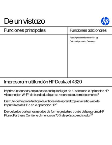 HP DeskJet 4320 Inalámbrico All-in-One Color Impresora