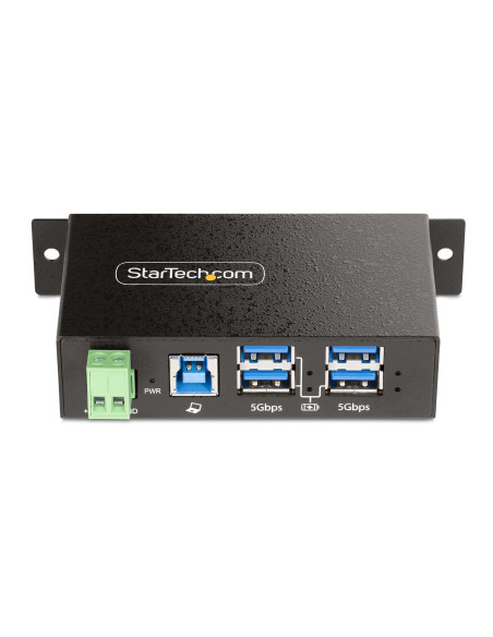 StarTech.com Hub USB Industrial de 4 Puertos Gestionado - Servicio Pesado - Caja de Metal - Protección ESD y Sobretensión -