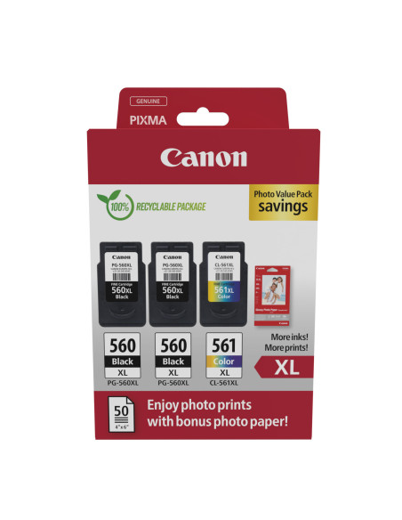 Canon 3712C012 cartucho de tinta 3 pieza(s) Original Alto rendimiento (XL) Negro, Cian, Magenta, Amarillo