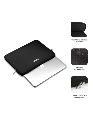 SUBBLIM Funda Ordenador Business Laptop Sleeve Neoprene 13,3-14" Black
