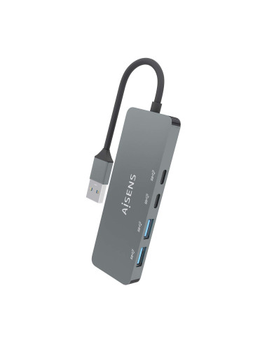 AISENS Hub USB 3.2 Gen2 10G USB-A, USB-A M-2xUSB-C H-2xUSB-A H, Gris, 15cm