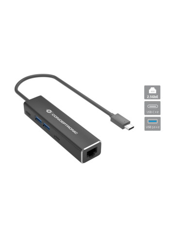 Conceptronic ABBY14B base para portátil y replicador de puertos Alámbrico USB 3.2 Gen 1 (3.1 Gen 1) Type-C Gris
