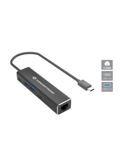 Conceptronic ABBY14B base para portátil y replicador de puertos Alámbrico USB 3.2 Gen 1 (3.1 Gen 1) Type-C Gris
