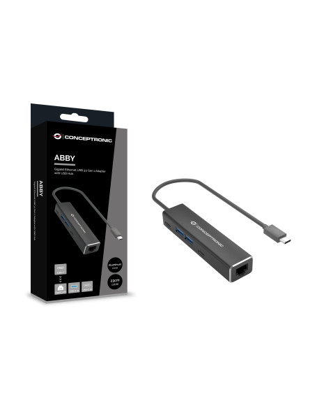 Conceptronic ABBY14B base para portátil y replicador de puertos Alámbrico USB 3.2 Gen 1 (3.1 Gen 1) Type-C Gris