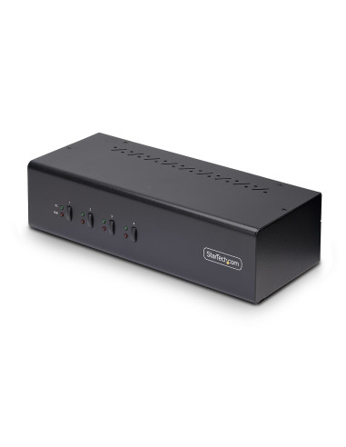 StarTech.com Switch Conmutador KVM de 4 Puertos y 2 Monitores DisplayPort - 4K 60Hz - Hub Ladrón 2 Puertos USB 5Gbps - 2x USB