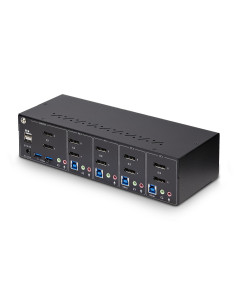StarTech.com Switch Conmutador KVM de 4 Puertos y 2 Monitores DisplayPort - 4K 60Hz - Hub Ladrón 2 Puertos USB 5Gbps - 2x USB 2