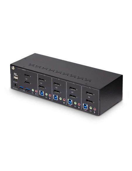 StarTech.com Switch Conmutador KVM de 4 Puertos y 2 Monitores DisplayPort - 4K 60Hz - Hub Ladrón 2 Puertos USB 5Gbps - 2x USB