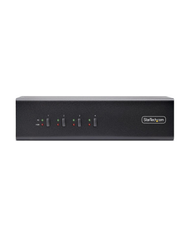 StarTech.com Switch Conmutador KVM de 4 Puertos y 2 Monitores DisplayPort - 4K 60Hz - Hub Ladrón 2 Puertos USB 5Gbps - 2x USB