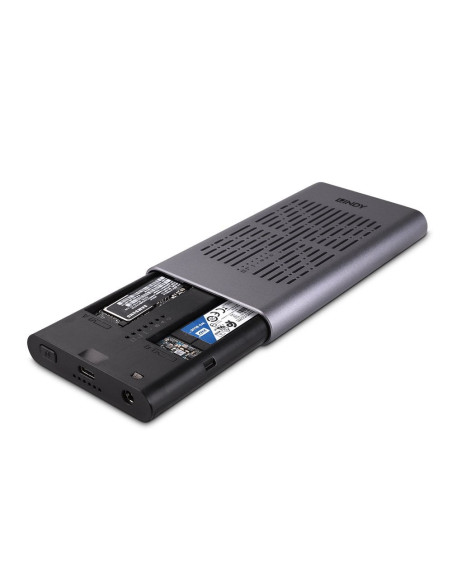 Lindy 43382 caja para disco duro externo Caja externa para unidad de estado sólido (SSD) Plata M.2
