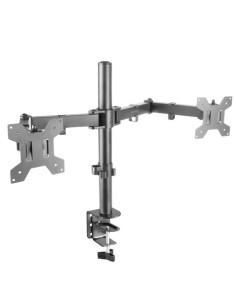 Mars Gaming MARM2 Negro, Soporte de Monitor Dual de Brazo para Pantallas Hasta 27”, Articulado y Regulable en Altura,