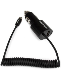 StarTech.com Cargador USB de 2 Puertos para Coche con Cable Micro USB y puerto USB - Negro