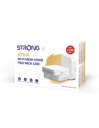 Strong WI-FI MESH HOME TRIO PACK 1200 Doble banda (2,4 GHz   5 GHz) Wi-Fi 5 (802.11ac) Blanco 3 Interno