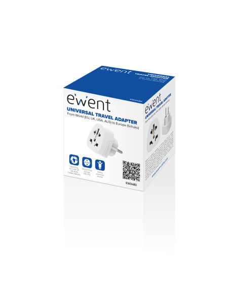 Ewent EW1480 adaptador de enchufe eléctrico Universal Blanco