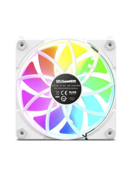 NOX Hummer NXHUMMERELINKWH sistema de refrigeración para ordenador Carcasa del ordenador Ventilador 12 cm Blanco 1 pieza(s)