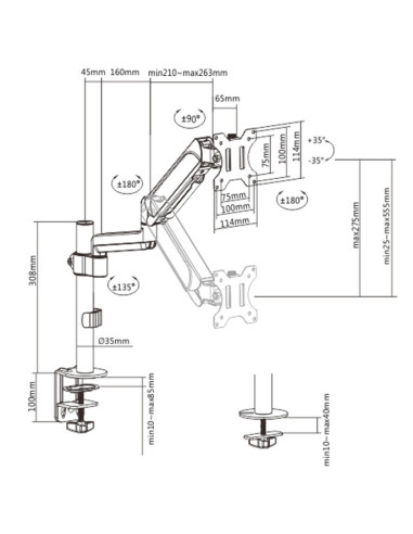 Gembird MA-DA1P-01 soporte para monitor 81,3 cm (32") Escritorio Negro