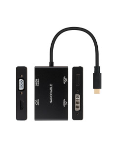 Nanocable Conversor USB-C M a HDMI H + DVI H + DP H + VGA H, Negro, 10 cm 2