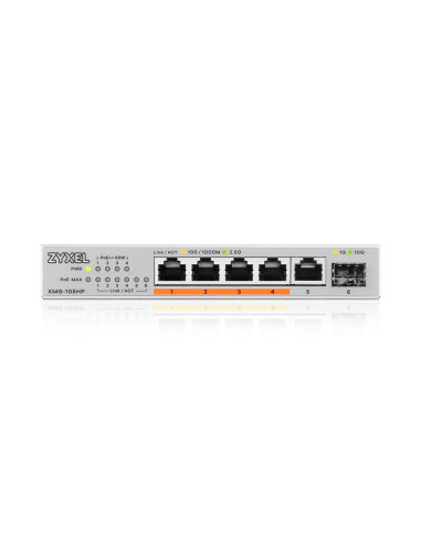 Zyxel XMG-105HP No administrado 2.5G Ethernet (100 1000 2500) Energía sobre Ethernet (PoE) Plata