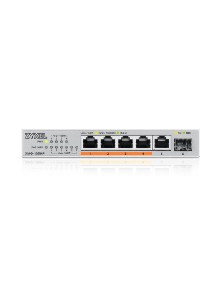 Zyxel XMG-105HP No administrado 2.5G Ethernet (100 1000 2500) Energía sobre Ethernet (PoE) Plata