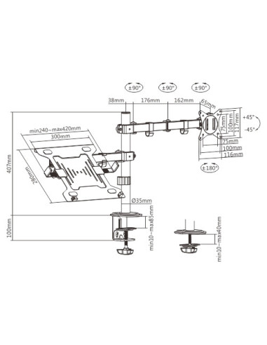 Gembird MA-DA-03 soporte para monitor 81,3 cm (32") Escritorio Negro