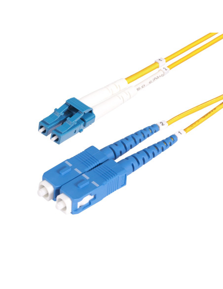 StarTech.com Cable de Fibra Óptica LC a SC (UPC) OS2 Monomodo 9 125µm 100G LSZH Dúplex de 3m - Low Insertion Loss - Resistente