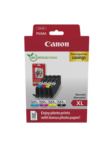Canon 6443B008 cartucho de tinta 4 pieza(s) Original Alto rendimiento (XL) Negro, Cian, Magenta, Amarillo