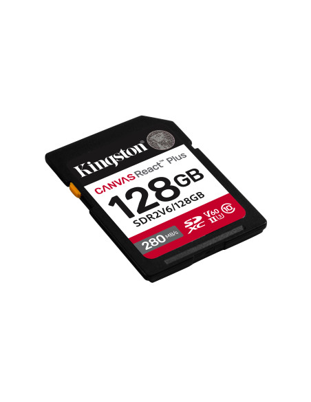 Kingston Technology 128GB Canvas React Plus SDXC UHS-II 280R 100W U3 V60 for Full HD 4K