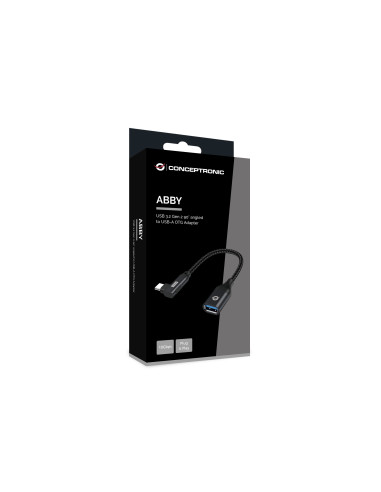 Conceptronic ABBY19B cambiador de género para cable USB-C USB-A Negro