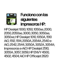 HP Cartucho de tinta original 301XL de alta capacidad negro