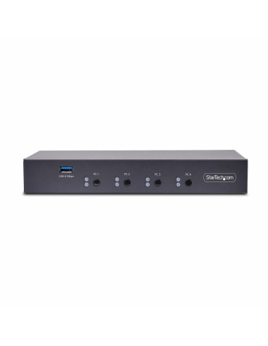 StarTech.com Switch KM USB 4 Puertos con Conmutación por Ratón - Conmutador KM USB 3.0 de Teclado y Ratón para 4 Ordenadores -