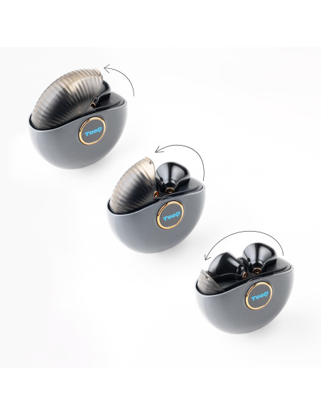 TooQ Snail Auriculares Inalámbricos + Micrófono Bluetooth con Estuche de Carga, Gris Negros