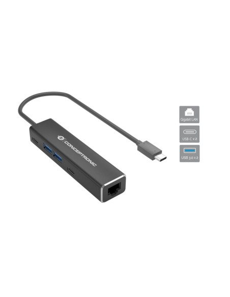 Conceptronic ABBY13B base para portátil y replicador de puertos Alámbrico USB 3.2 Gen 1 (3.1 Gen 1) Type-C Gris