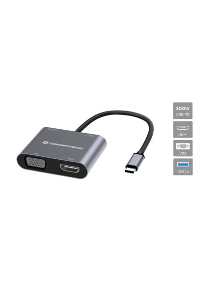 Conceptronic DONN16G Alámbrico USB 3.2 Gen 1 (3.1 Gen 1) Type-C Gris