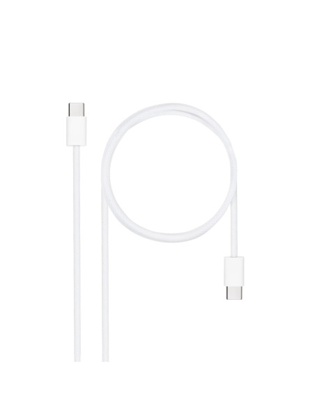 Nanocable Cable USB-C 2.0 60W 3A, USB-C M-USB-C M, Blanco, 2 m