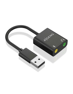 AISENS Conversor USB-A a Audio 48KHz, USB-A M-2xJack 3.5 H, Negro, 10 cm 2