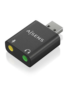 AISENS Conversor USB-A a Audio 48KHz, USB-A M-2xJack 3.5 H, Negro