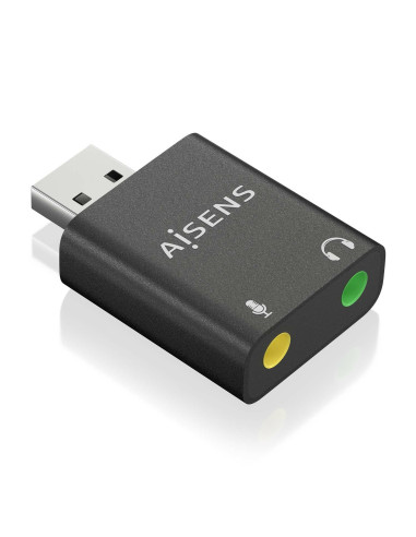 AISENS Conversor USB-A a Audio 48KHz, USB-A M-2xJack 3.5 H, Negro