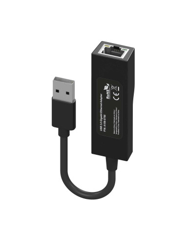 AISENS Conversor USB 3.0 a Ethernet Gigabit 10 100 1000 Mbps, Negro, 15 cm