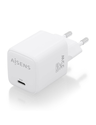AISENS Cargador GaN 35W, 1xUSB-C PD3.0 QC4.0, Blanco