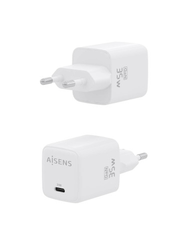 AISENS Cargador GaN 35W, 1xUSB-C PD3.0 QC4.0, Blanco